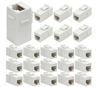 BokWin Paquete de 25 adaptadores en línea RJ45 Keystone blancos, extensor de cable Ethernet hembra a hembra para Cat6/Cat6a/Cat5e, conector a presión de perfil delgado