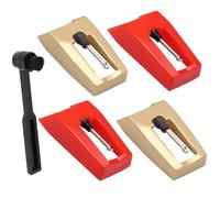 BokWin Paquete de 4 agujas de vinilo de repuesto para tocadiscos compatibles con ION, Jenson, Crosley, Victrola, Sylvania, tocadiscos Phonograph LP (rojo y dorado)