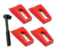 BokWin Paquete de 4 agujas de vinilo rojo de repuesto compatibles con tocadiscos ION, Jenson, Crosley, Victrola, Sylvania, tocadiscos Phonograph LP