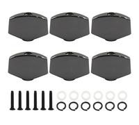 BokWin Paquete de 6 clavijas de afinación de guitarra cuadrada grande de metal, cabeza de máquina, botones de repuesto, punta de mango para guitarra folk, eléctrica (negro)