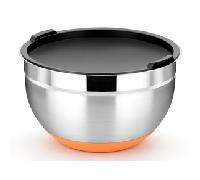 BRA Efficient Bol de Acero Inoxidable 16 cm, 1.6 litros, 18/10, Negro Y Naranja
