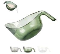 Bol colador multiusos con asa para lavar arroz; escurridor de plástico transparente para arroz, frutas, verduras y legumbres (Green)