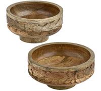 Bol Cuenco Slasas de Servir Decorativo 2er Set Madera Boho 20cm Vintage Oriente