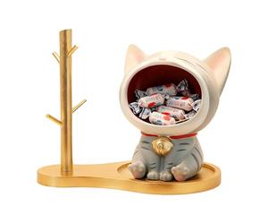 Bol de llaves para mesa de entrada, estatua de gato, de pie, escultura, estatua, cuenco decorativo con llaves, almacenamiento para caramelos y baratijas, salón, dormitorio, armario, estante de entrada