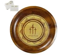 Bol de oración de madera - Bol de de frijoles de madera cuencos redondos de bendiciones con tarjeta de oración | Decoración de oración para el municipio, decoración religiosa navideña del hogar