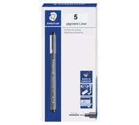 Bol grafo de punta fina STAEDTLER Pigment Liner para dibujar, redactar y llevar un diario, 0,7 mm, negro, caja de 5 bol grafos, 308 07-9 04