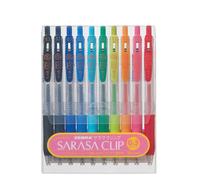Bol grafo de tinta gel Zebra Sarasa Push Clip - 0,3 mm - Juego de 10 colores