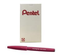 Bol grafo de tinta Pentel Arts Sign Pen Brush, color burdeos, caja de 12 unidades