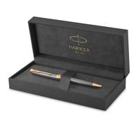 Parker Sonnet bolígrafo | plata grabada con adorno bañado en oro | punta media | en estuche de regalo