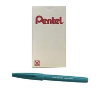 Bol grafo Pentel Arts Sign Pen Brush, tinta turquesa y verde, caja de 12 bol grafos