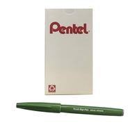 Bol grafo Pentel Arts Sign Pen Brush, tinta verde oliva, caja de 12 bol grafos