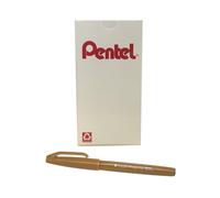 Bol grafo Pentel Arts Sign Pen Touch Fude con punta de pincel, tinta ocre, caja de 12 (SES15C-Y)