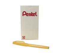 Bol grafo Pentel Arts Sign Touch Fude con punta de pincel, tinta amarilla, caja de 12 (SES15C-G)