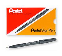 Bol grafo Pentel Arts Sign Touch Fude con punta de pincel, tinta negra, caja de 12 (SES15-NA)