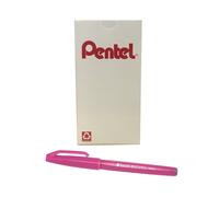 Bol grafo Pentel Arts Sign Touch Fude con punta de pincel, tinta rosa, caja de 12 (SES15C-P)