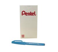 Bol grafo Pentel Arts Sign Touch Fude, punta de pincel, tinta azul cielo, caja de 12 (SES15C-S)