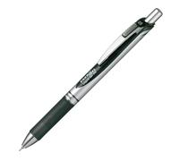 Bol grafo Pentel Energel Knock de 0,5 mm, punta de aguja, tinta negra, cuerpo plateado y detalles en negro (BLN75Z-A)