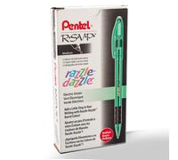 Bol grafo Pentel RSVP Razzle-Dazzle (1,0 mm), l nea media, cuerpo verde, tinta negra, caja de 12 (BK91RDD-A)