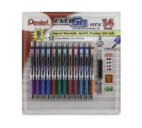 Bol grafo retr ctil con punta de metal Pentel EnerGel RTX de 0,7 mm, 12 colores surtidos y 2 recambios (BL77F14C)