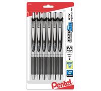 Bol grafo retr ctil de gel l quido Pentel EnerGel RTX (0,7 mm), punta de metal de trazo medio, tinta negra, paquete de 6 (BL77BP6A)