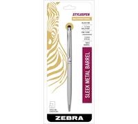Bol grafo retr ctil Zebra StylusPen Twist, punta fina, 0,7 mm, tinta negra, cuerpo plateado, 1 unidad