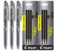 Bol grafos de tinta de gel Pilot Frixion Point borrables, punta extrafina de 0,5 mm, tinta negra, paquete de 3 con recambios