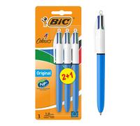 Bol grafos retr ctiles originales BIc 4 colores, ideales para la escuela, punta media (10 mm), multicolor, paquete de 3