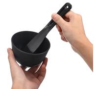 Bol Mezclador de Silicona Negro Espátulas, Set 3 Piezas | Cuenco de Mezcla para Mascarillas y Tinte, Superficie Lisa, Fondo Profundo, Uso en Baño o Casa