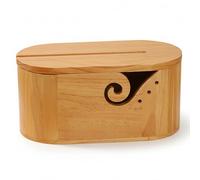 Bol para hilo con tapa - Soporte ovalado de madera para hilo de ganchillo para tejer y hacer ganchillo, guía espiral suave, caja de almacenamiento con soporte para teléfono y ganchos de ganchill