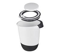 Bol para mezclar con tapa, 1,5 litros, apertura para agitación, base antisalpicaduras, recipiente de 1,5 L, color blanco y negro
