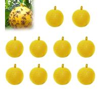 Bola Colgante Atrapamoscas - 10 Piezas, Trampa Pegajosa para Moscas y Frutas, 3.27 Pulgadas Cattador de Mosca Resistente al Agua Resistente al Sol con una Trampa para Colgar Adhesivo Práctico para