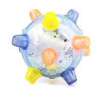 Bola de activación de salto, bola activa para perros, con bola intermitente colorida, luz LED y música, bola de activación de rebote automático, adecuada para perros que juegan en interiores y