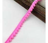 Bola de adorno de 2 yardas, cinta de pompón de 11 mm, encaje de costura, tejido tejido, accesorios artesanales hechos a mano, rosa oscuro