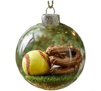 Bola de adorno de Navidad de plástico con pelota de béisbol y golf para árbol de vacaciones y uso decorativo (softbol)