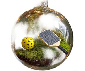 Bola de adorno de plástico para árbol de Navidad con iconografía de béisbol, golf, fútbol (pickleball)
