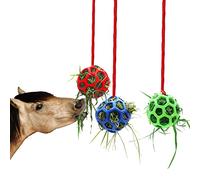 Bola de Alimentación de Caballos,Forreen 3 Piezas Pelota de Juguete para Caballos Multifuncional Reutilizado Goma Colgante Alimentador de Heno para Ovejas de Cabra Alivia Estrés