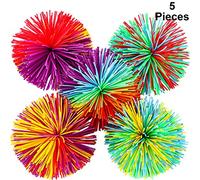 Bola de Antiestrés Bola Que Rebota Pom de Arcoiris Suave Bolas de Hilos de Inquietud Sensorial, Multicolor (5 Piezas)