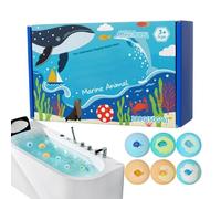Bola de baño de espuma, seis piezas con juguetes ocultos en el interior y lavado corporal, diseño de temática marina, bola de baño con burbujas, para niños, autocuidado, hogar, viajes, baño, hotel