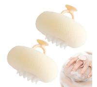 Bola de baño súper suave con ventosa de girasol, cepillo de limpieza de baño 2024, puf de malla de esponja 2 en 1, guante de ducha, accesorios de baño exfoliantes para hombres y mujeres (amarillo, 2