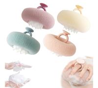 Bola de baño súper suave con ventosa de girasol, cepillo de limpieza de baño 2024, puf de malla de esponja 2 en 1, guantes de ducha, accesorios de baño exfoliantes para hombres y mujeres (colorido-4)