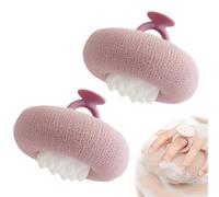 Bola de baño súper suave con ventosa de girasol, cepillo de limpieza de baño 2024, puf de malla de esponja 2 en 1, guante de ducha, accesorios de baño exfoliantes para hombres y mujeres (morado, 2