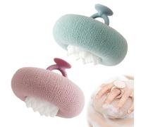 Bola de baño súper suave con ventosa de girasol, cepillo de limpieza de baño 2024, puf de malla de esponja 2 en 1, guantes de ducha, accesorios de baño exfoliantes para hombres y mujeres (verde +
