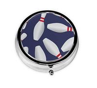 Bola de bolos azul, pastillero, pastillero cuadrado para bolsillo o monedero, pastillero pequeño, organizador de pastillas de viaje