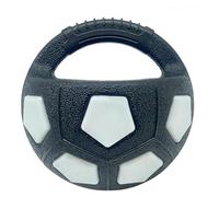Bola de calma de perro con mango, interactiva Squeaky Football Toy for Fetch and Toss Play, Strong Rubber Chew Toy for Water Play & Training, Floating Football Ball for Small Medium Large Dogs