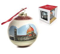 Bola de cerámica esmaltada decorada en relieve Firenze, diámetro 8 cm. Idea regalo, recuerdo Toscana Firenze Italia. Caja regalo.