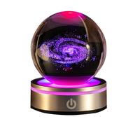 Bola de Cristal 3D,Bola de cristall con la Base de la lámpara del LED,Bola Transparente de Sistema Solar de 80mm (3.15 pulgadas),Decoración Hogar Regalos para Niños Aficionados Astronomía (Vía Láctea)