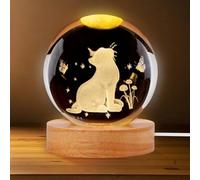 Bola de cristal 3D Luz nocturna: Gatos Bola de Cristal Lámpara USB 3D Luz Nocturna Gato Luz Cálida Bola de Cristal Lámpara de Noche con Base de Madera LED para Navidad, Acción de Gracias, Día de San