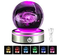 Bola de cristal 3D luz nocturna, sistema solar 3D, bola de cristal con LED, bola de cristal LED, bola de cristal multicolor, base de 8 cm, bola de cristal con base de madera, para Acción de Gracias