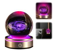 Bola de Cristal 3D, Planetas Sistema Solar Bola de Cristal de La Vía Láctea Lámparas infantiles de escritorio con base LED multicolor Transparente Lámpara de Bola de Cristal (La Vía Láctea)