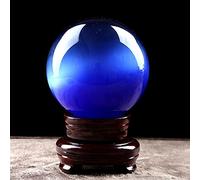 Bola de Cristal Adornos de Bola de Cristal Verde Opal Azul Crystal Ball Transferencia de Regalos Optimización Natural Feng Shui Regalo + Base Bola de Cristal (Azul, 12 cm)